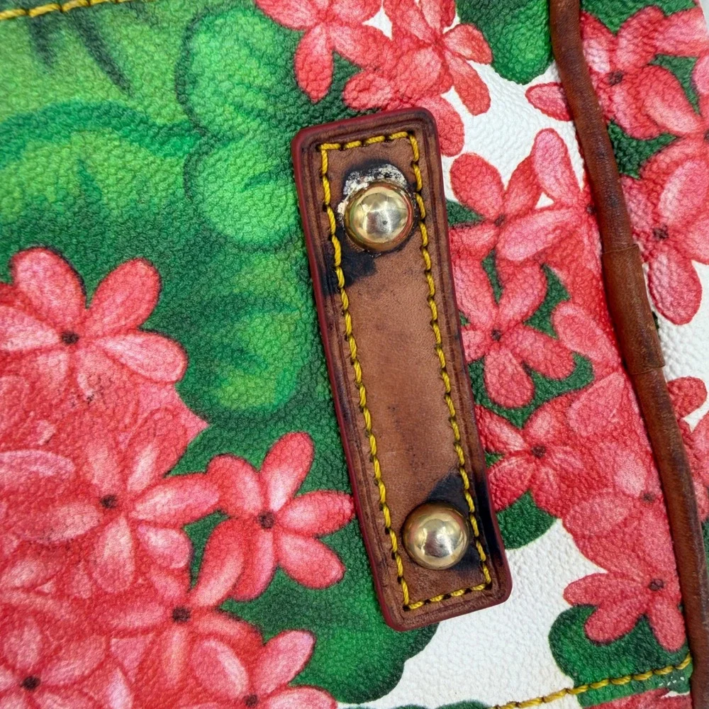 Dooney & Bourke Geranium Floral Satchel Bag Coated Canvas FLAWS
